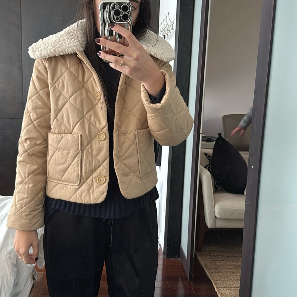 & Other Stories jacket with removable shearling collar